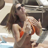 Bikini clad Kelly Brook and her boyfriend Danny Cipriani lounging poolside and enjoying the sun, USA